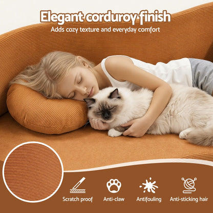 TWSC Folding Sofa Bed Floor Couch 2-in-1 Convertible Futon Loveseat Orange