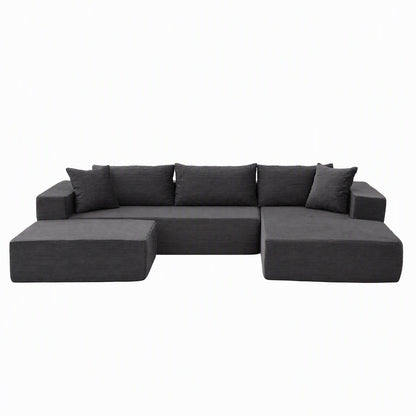 Artiss Modular Sectional Sofa Bed U-Shape 4-Seater Couch Chaise Ottoman Corduroy