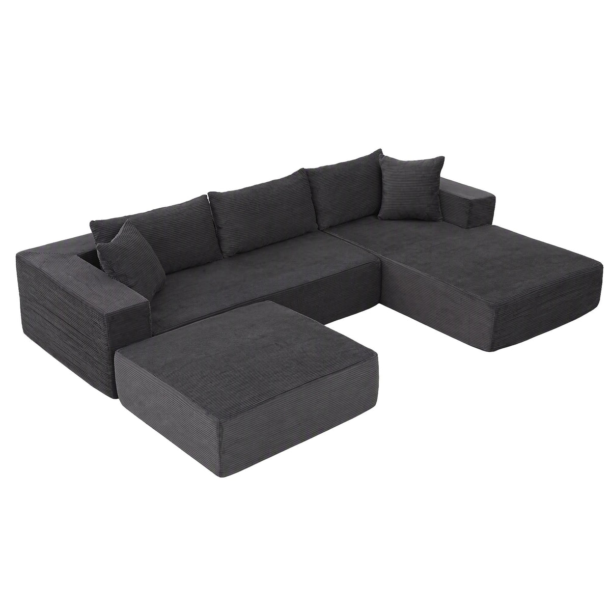 Artiss Modular Sectional Sofa Bed U-Shape 4-Seater Couch Chaise Ottoman Corduroy