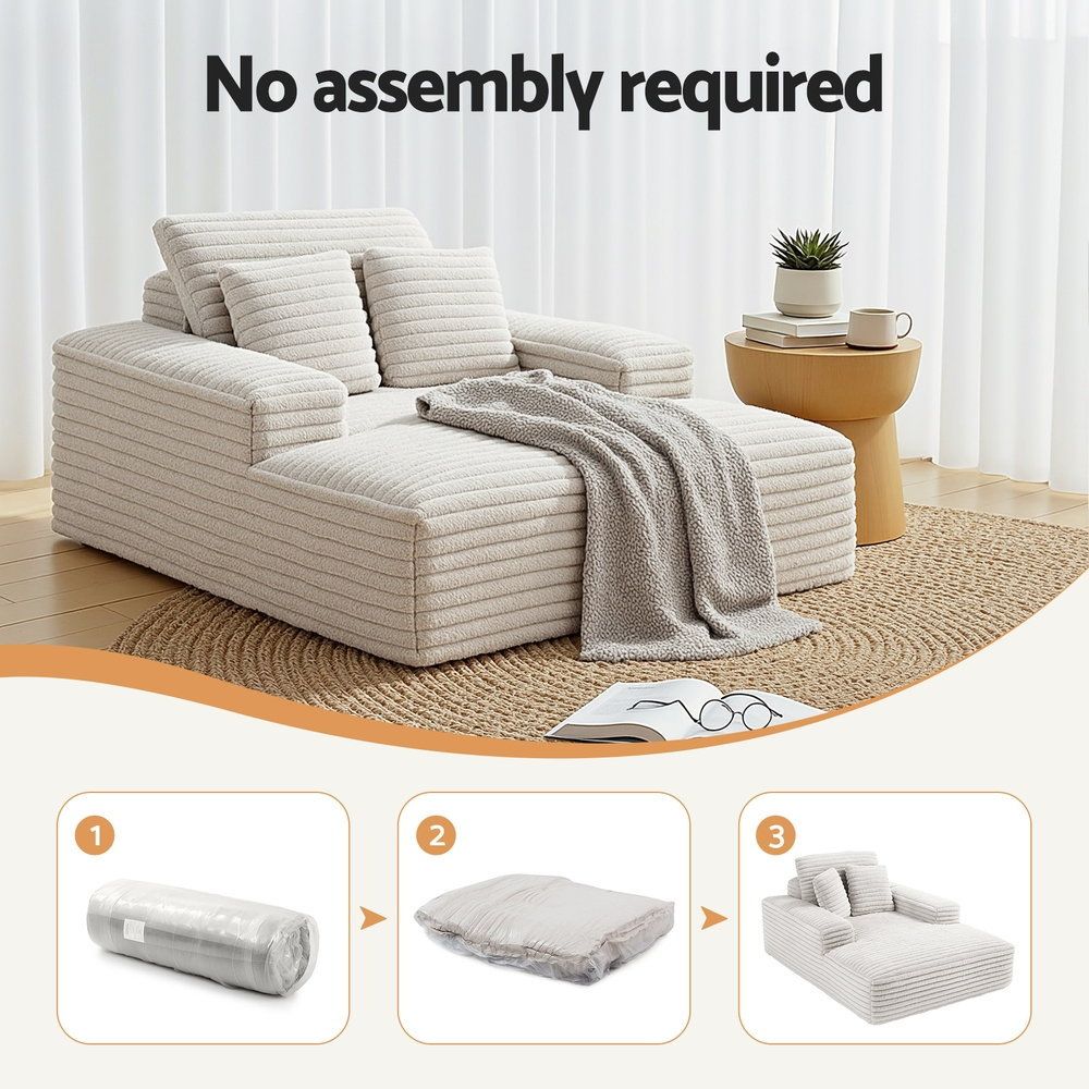 Sofa Bed Lounge Chair – Faux Fur Fabric, Recliner Couch with Pocket Spring Core