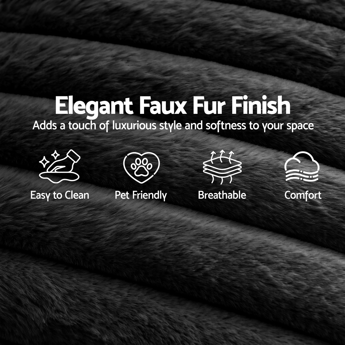 TWSC Sofa Bed Lounge Chair Sleeper Couch Chaise Single Seater Faux Fur Black