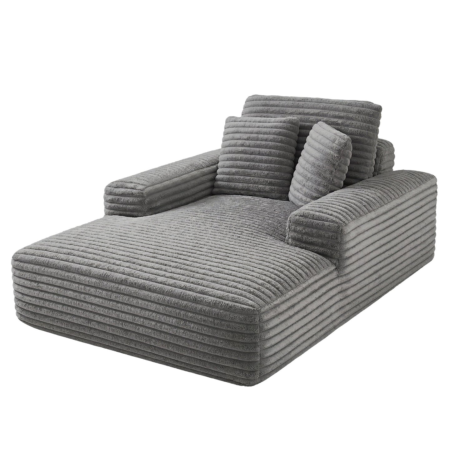 Sofa Bed Lounge Chair Recliner – Grey Faux Fur, Pocket Spring Core