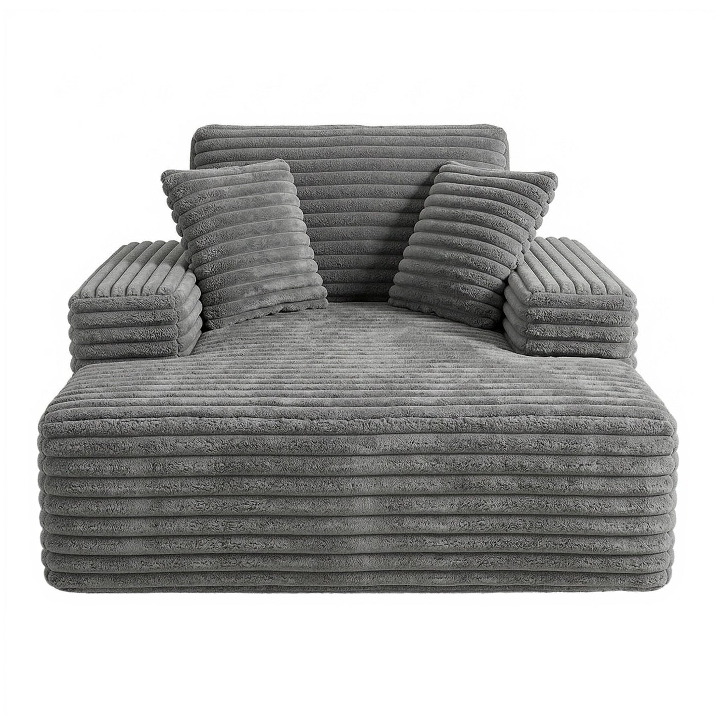 Sofa Bed Lounge Chair Recliner – Grey Faux Fur, Pocket Spring Core