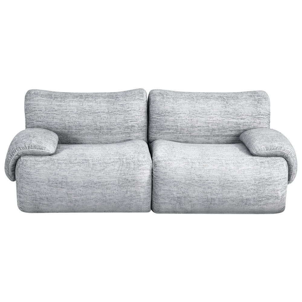 2-Seater Modular Sofa Bed – No Assembly, Light Grey Fabric