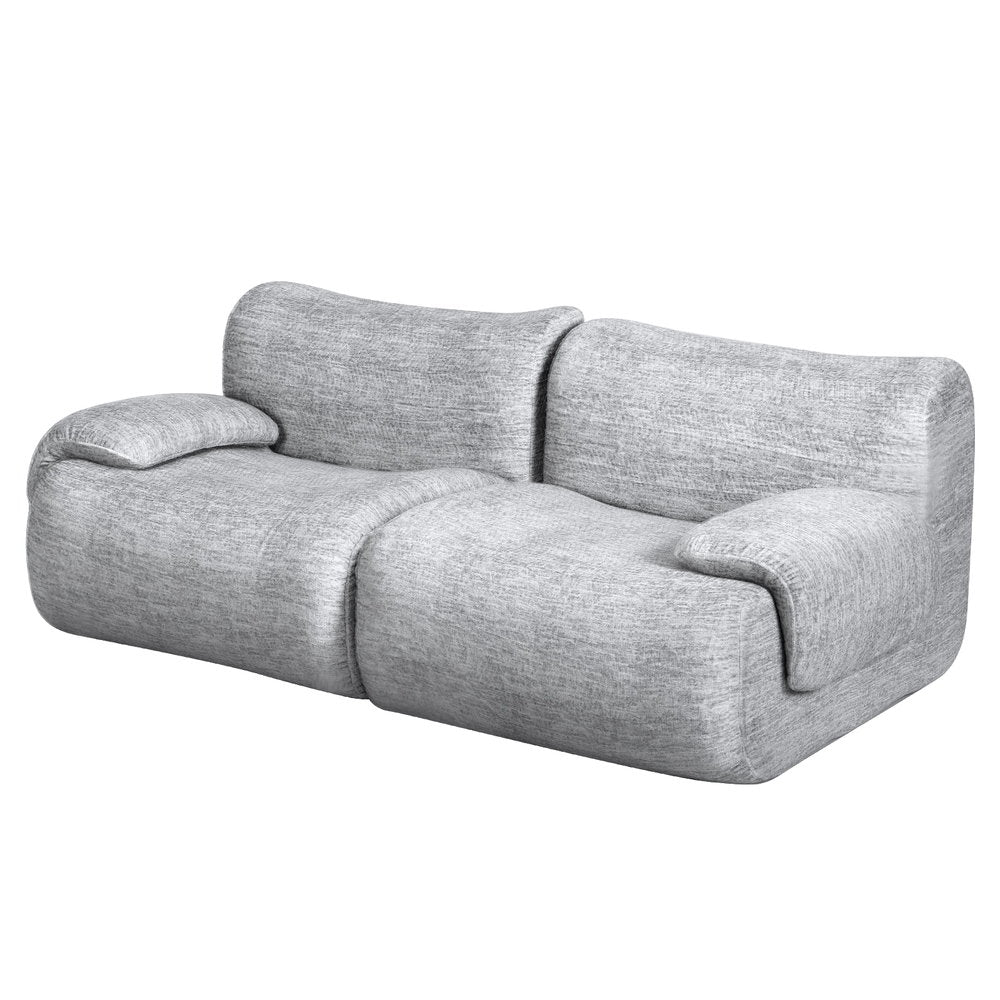 2-Seater Modular Sofa Bed – No Assembly, Light Grey Fabric