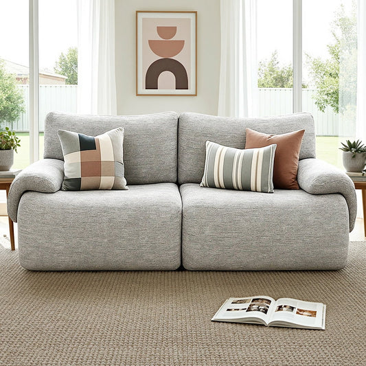2-Seater Modular Sofa Bed – No Assembly, Light Grey Fabric