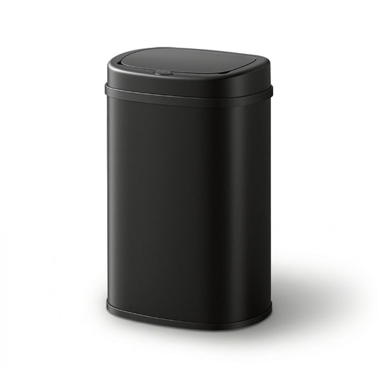 Motion Sensor Bin – 50L Capacity, Black Steel
