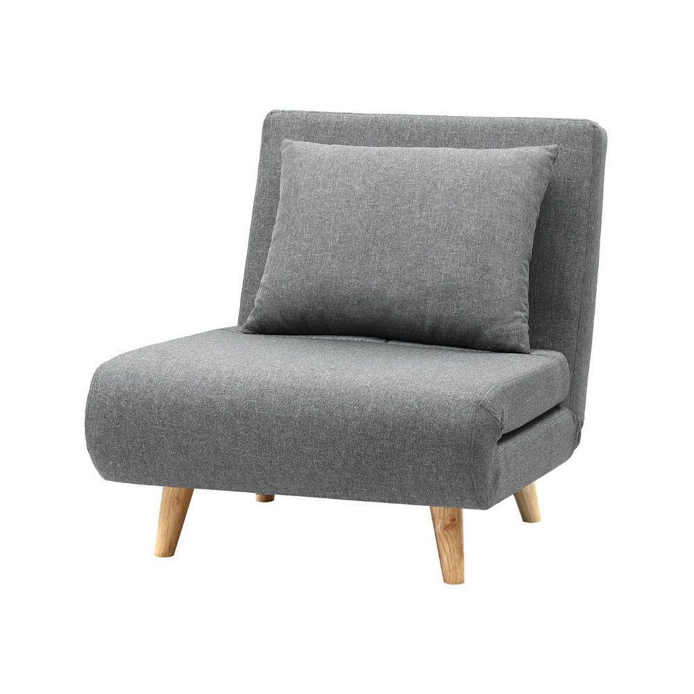 Convertible Sofa Bed Recliner – Linen Grey, 1-Seater