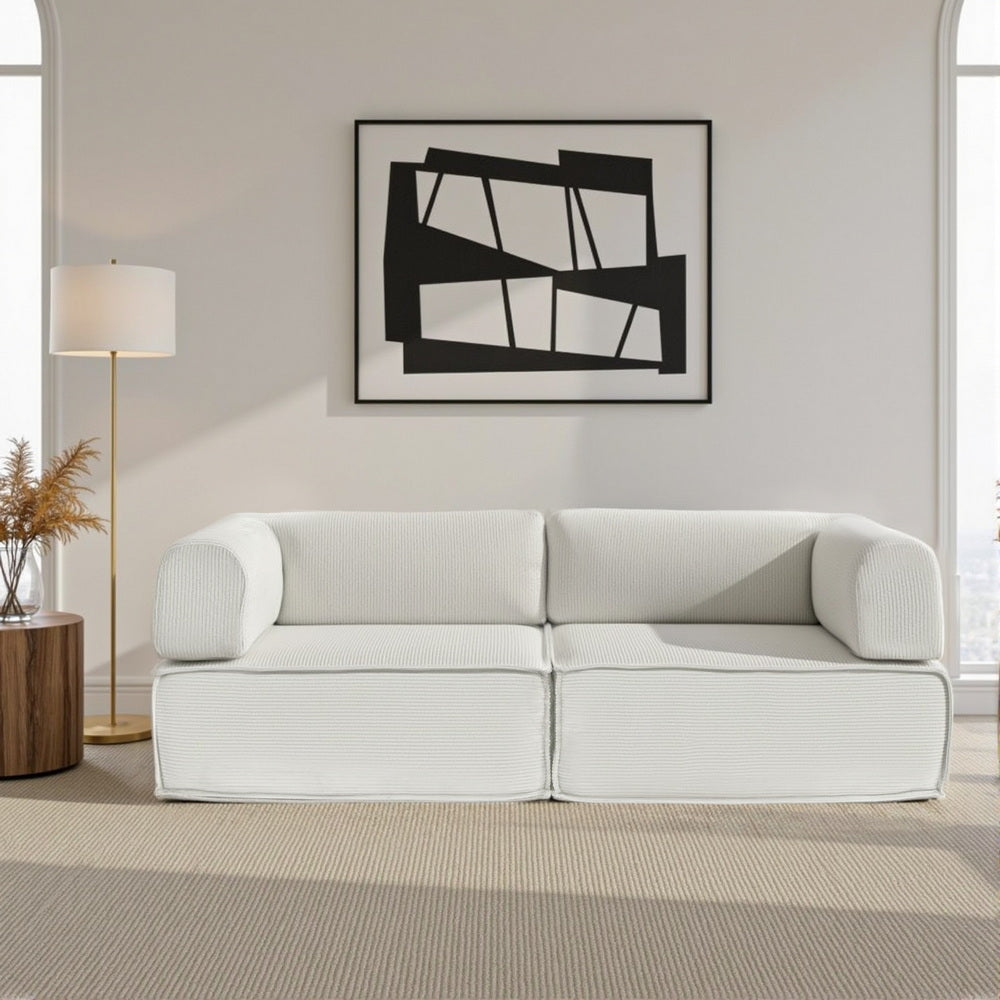 Convertible Folding Sofa Bed – Corduroy, Steel Frame, 180cm