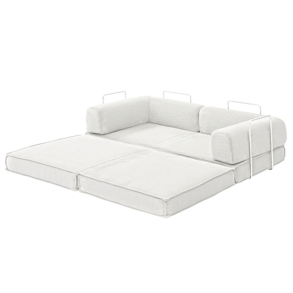 Convertible Folding Sofa Bed – Corduroy, Steel Frame, 180cm