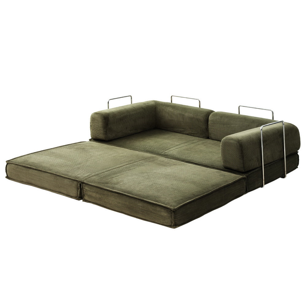 Convertible Folding Sofa Bed – Breathable Corduroy, Green