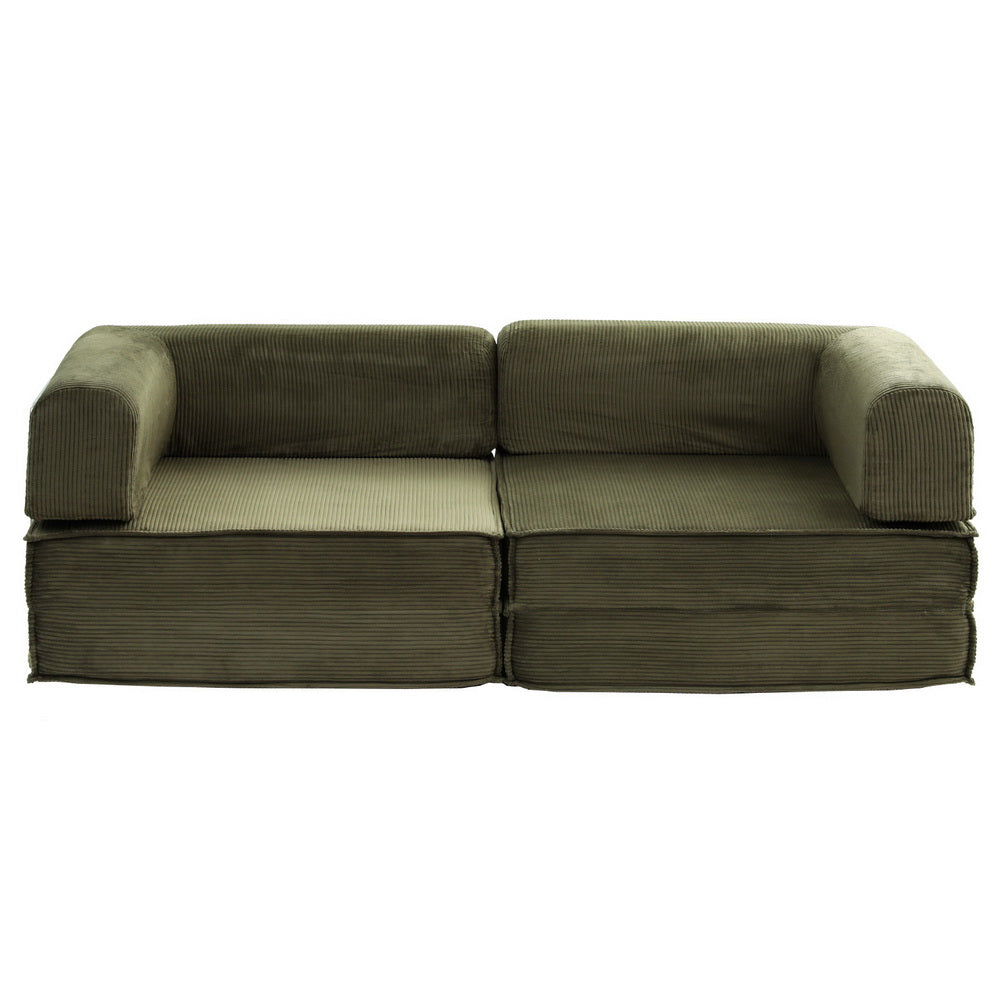 Convertible Folding Sofa Bed – Breathable Corduroy, Green