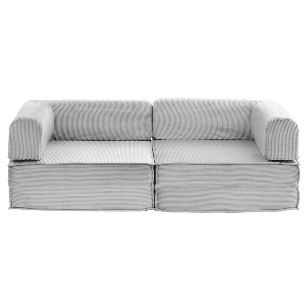 Convertible Folding Sofa Bed – Grey Corduroy, Steel Frame