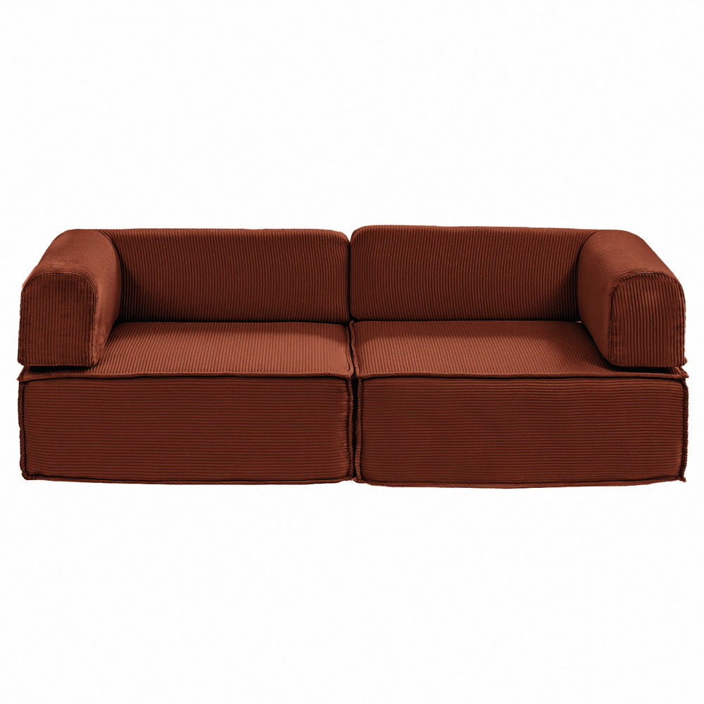 Convertible Folding Sofa Bed – Orange Corduroy, Steel Frame
