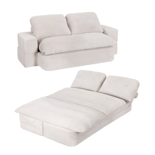 Convertible Folding Sofa Bed – 30D High-Density Foam, Corduroy Upholstery