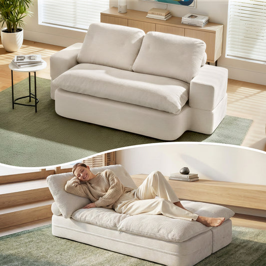 Convertible Folding Sofa Bed – 30D High-Density Foam, Corduroy Upholstery