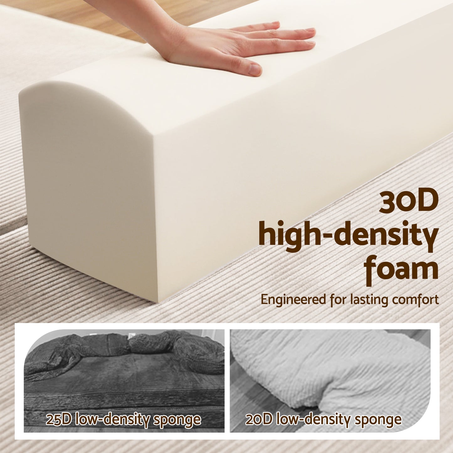 Convertible Folding Sofa Bed – 30D High-Density Foam, Corduroy Upholstery