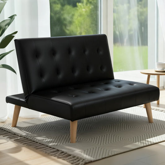 TWSC Sofa Bed Couch 1 Seater Lounge Fabric Black