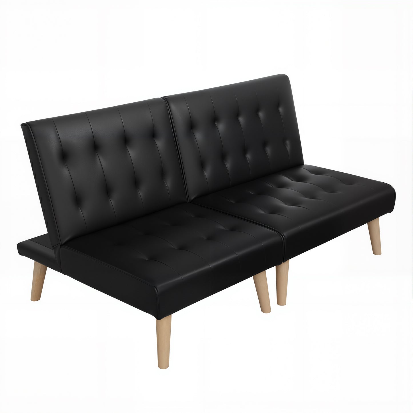 Sofa Bed Recliner – 2-Seater, Black Fabric
