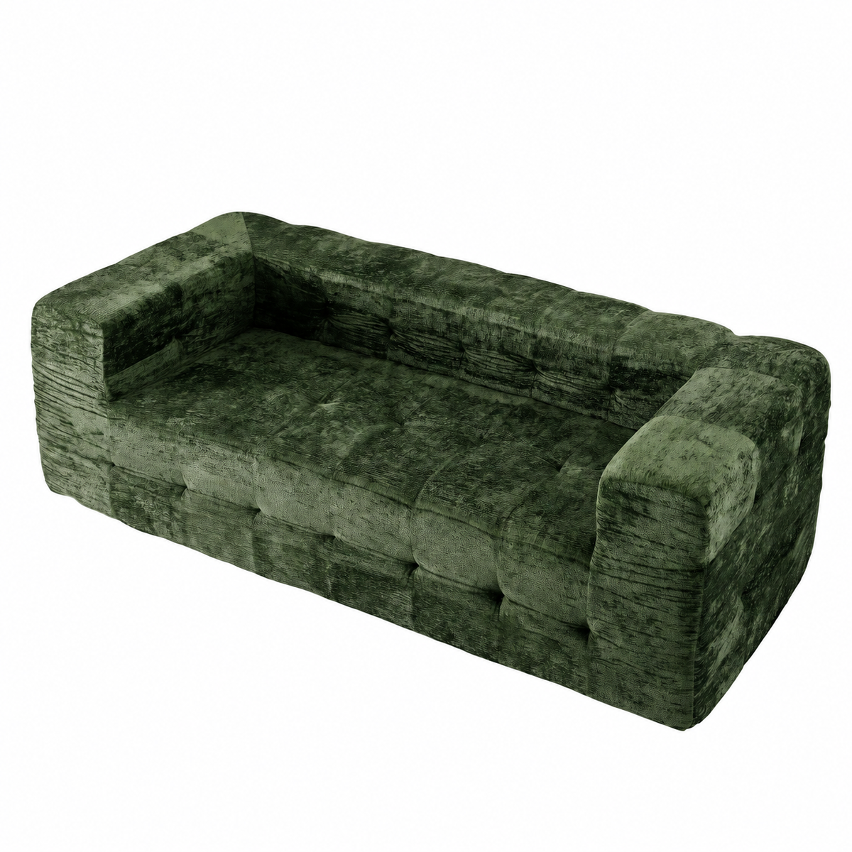 TWSC Comfort Boneless Sofa for Living Room Green Luxury Chenille