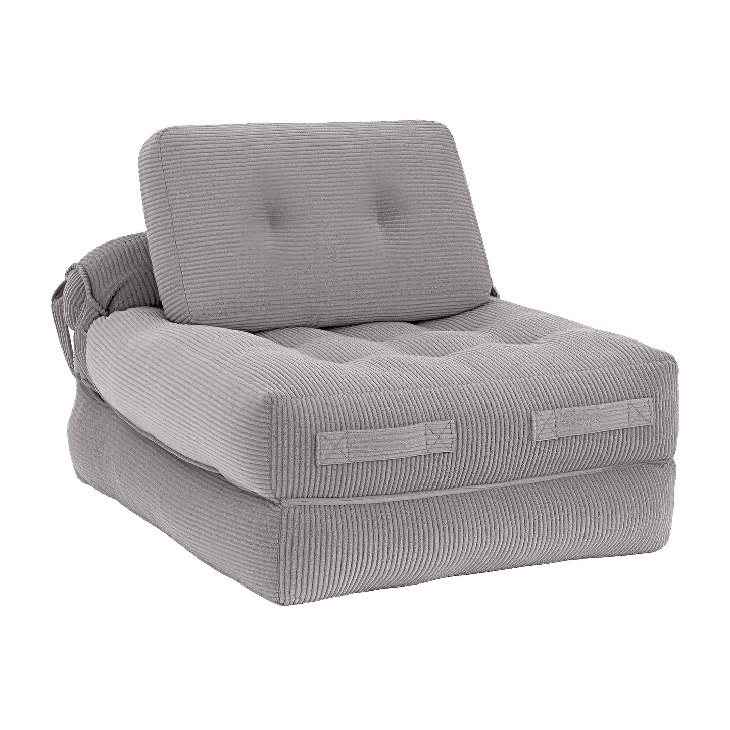 TWSC 1 Seater Corduroy Convertible Sofa Bed Pull Out Boneless Couch Grey