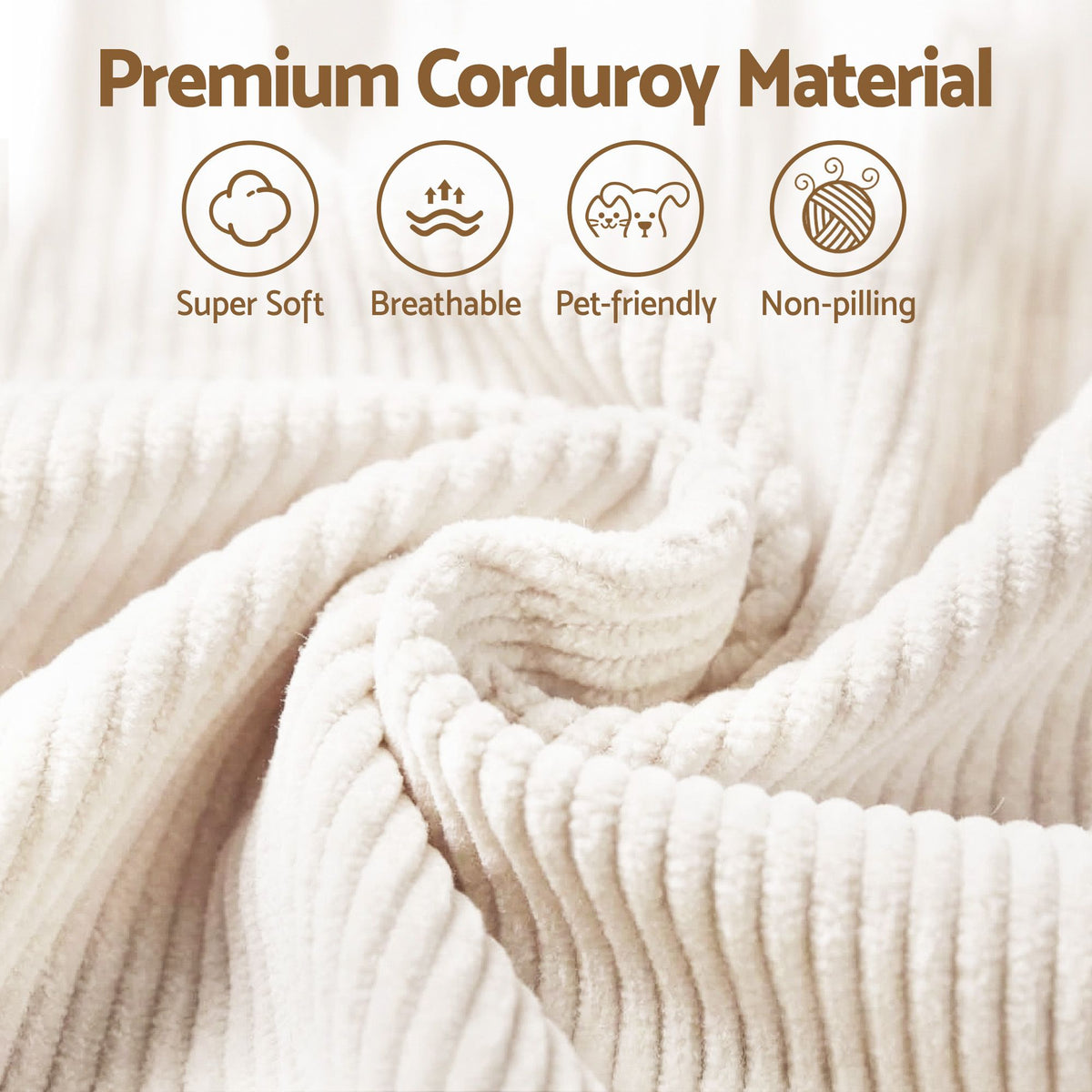 TWSC Bean Bag Sofa w/Ottoman Corduroy for Adults Teens White
