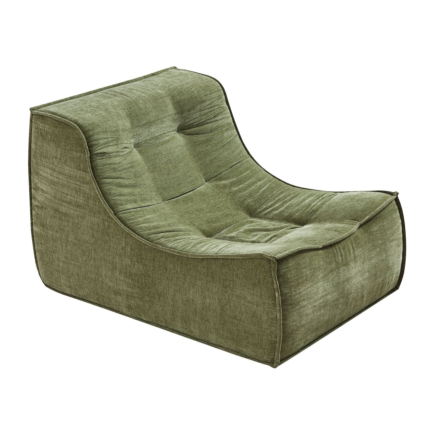 TWSC Floor Sofa Armless Chenille No Assembly Removable Cover Green
