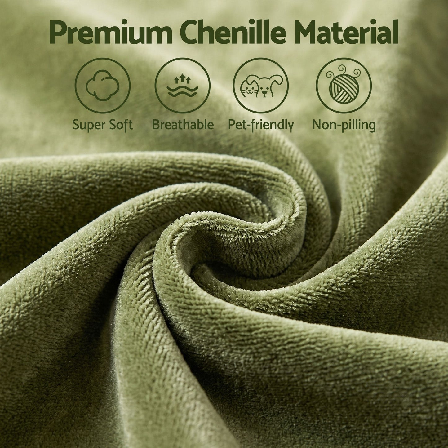 TWSC Floor Sofa Armless Chenille No Assembly Removable Cover Green