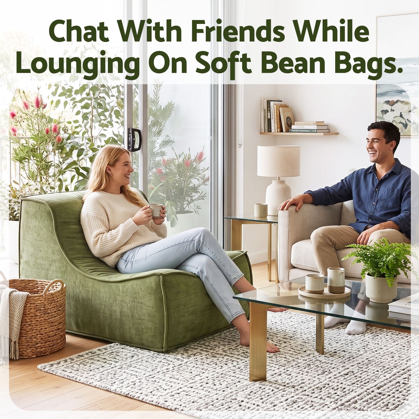 TWSC Floor Sofa Armless Chenille No Assembly Removable Cover Green