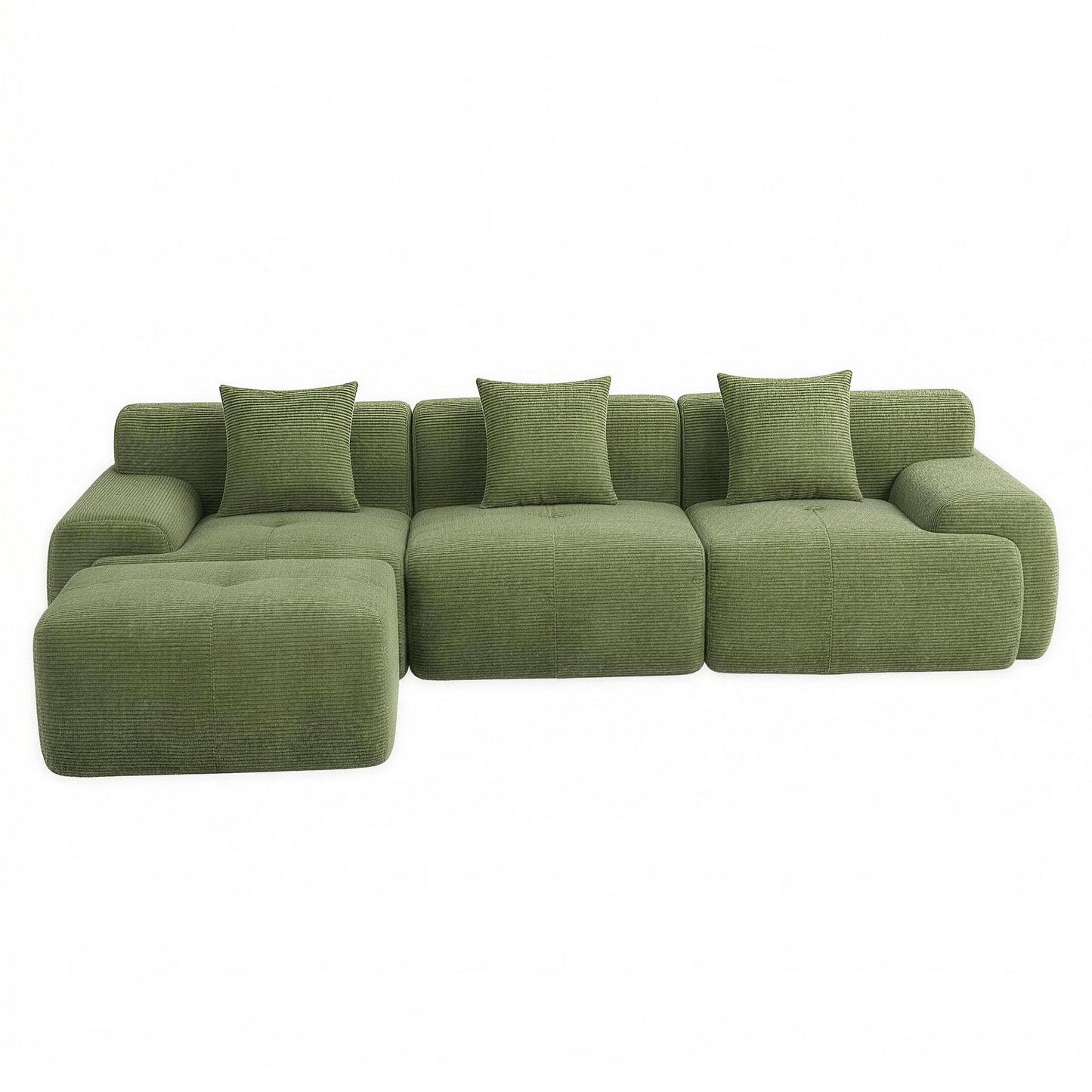 TWSC 300cm Modular Sofa Bed Comfort L-Shaped Sectional Boneless Couch Green