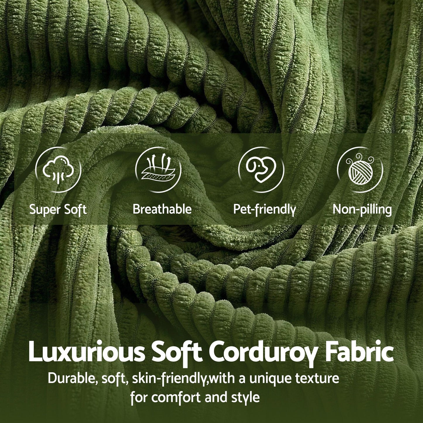 TWSC 300cm Modular Sofa Bed Comfort L-Shaped Sectional Boneless Couch Green