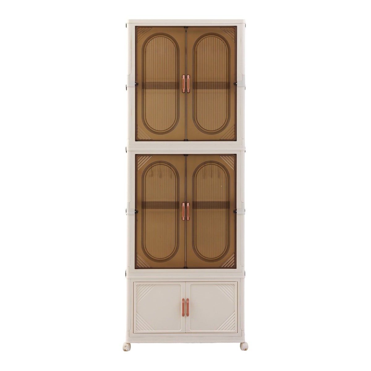 TWSC Foldable Storage Cabinet Stackable Wardrobe Box Clear Magnetic Door White