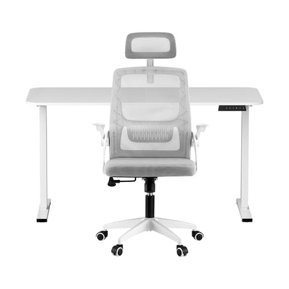 TWSC Standing Desk Office Chair Sit Stand Ergonomic Combo 140cm White