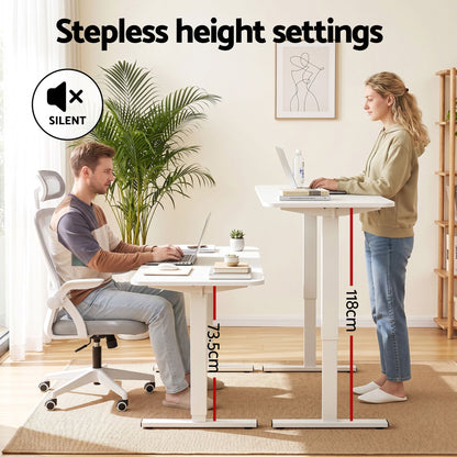 TWSC Standing Desk Office Chair Sit Stand Ergonomic Combo 140cm White