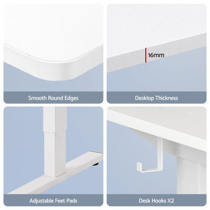 TWSC Standing Desk Office Chair Sit Stand Ergonomic Combo 140cm White