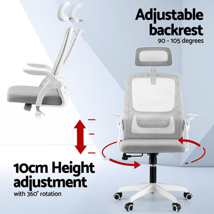 TWSC Standing Desk Office Chair Sit Stand Ergonomic Combo 140cm White