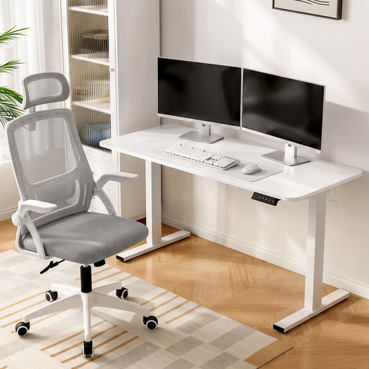 TWSC Standing Desk Office Chair Sit Stand Ergonomic Combo 140cm White