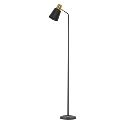 Black metal and plastic LED task floor lamp by The Willow Stone Collective, modern design for home lighting.