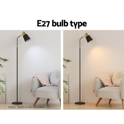 Black metal and plastic LED floor lamp by The Willow Stone Collective, modern design for home lighting.