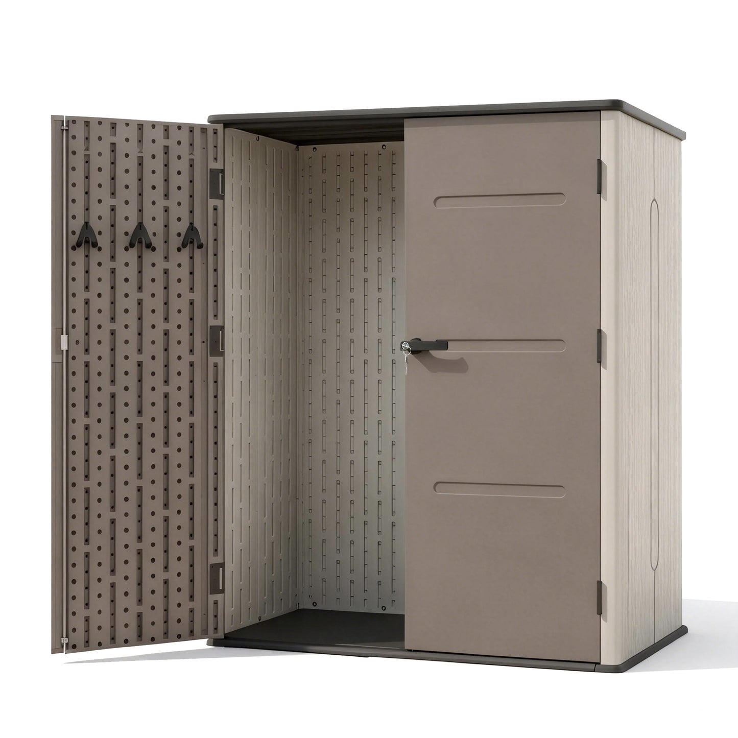 Garden Shed – Lockable Outdoor Storage, HDPE & Steel Frame, Grey/Brown