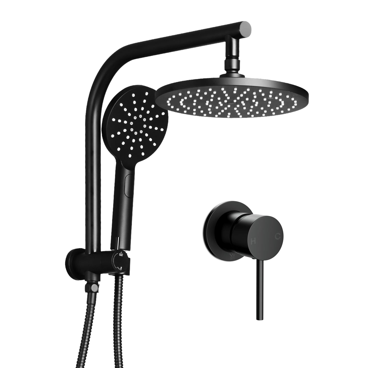 Rainfall Shower Head Set – 9" Chrome High Pressure with Handheld Mixer Tap
