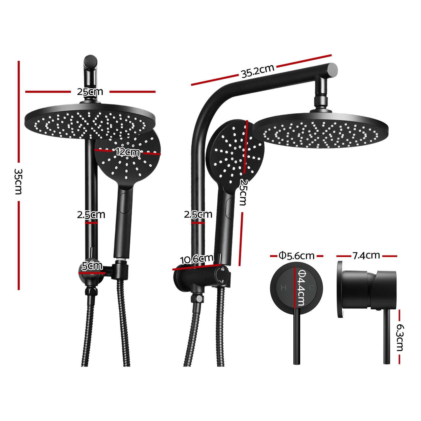 Rainfall Shower Head Set – 9" Chrome High Pressure with Handheld Mixer Tap
