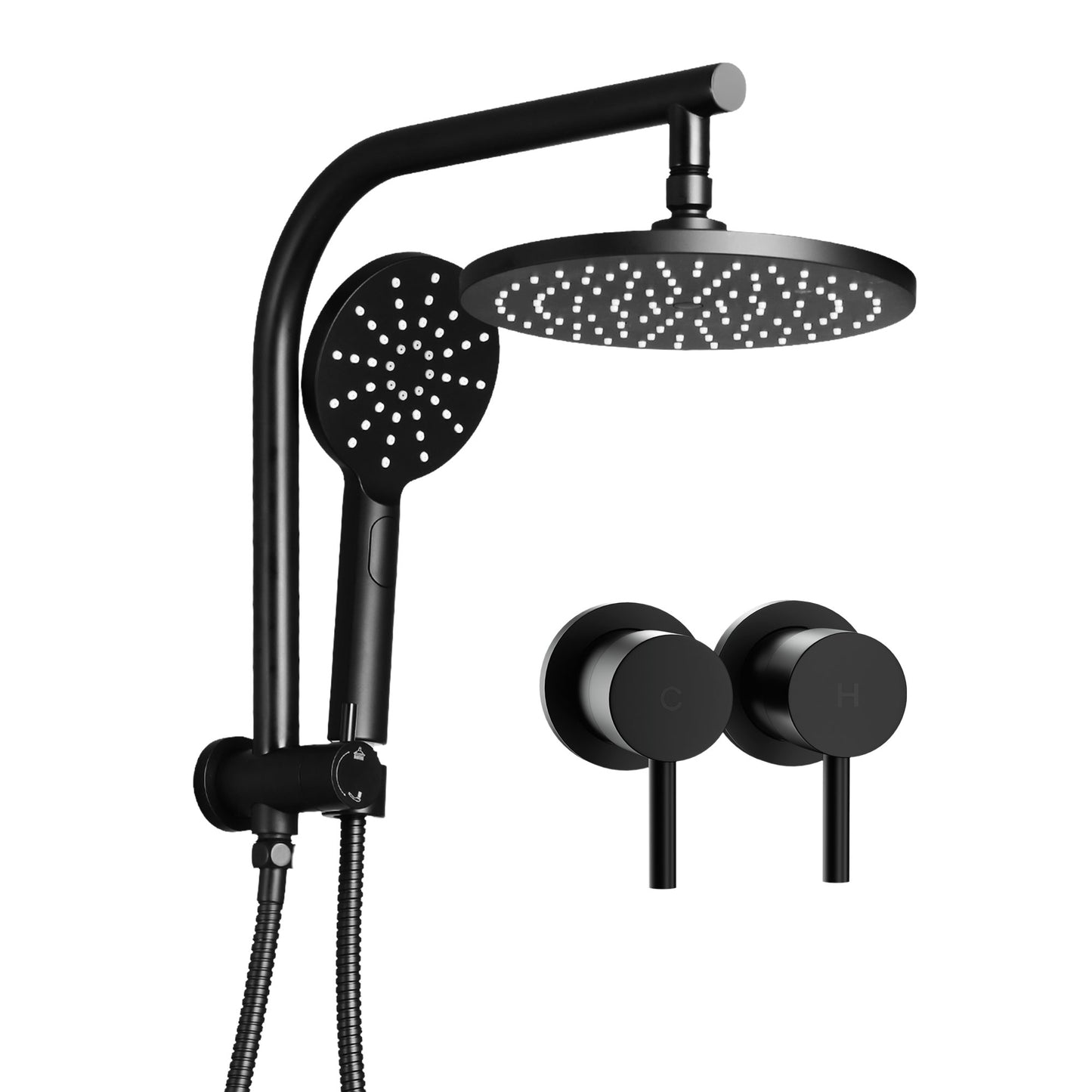 Rain Shower Head Set – 9" Chrome High Pressure with Handheld Twin Tap