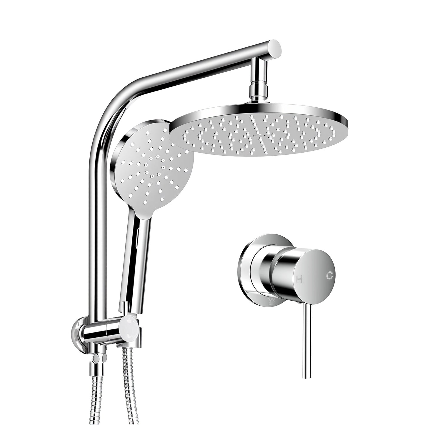 Rainfall Shower Head Set – 9" Chrome High Pressure with Handheld Mixer Tap