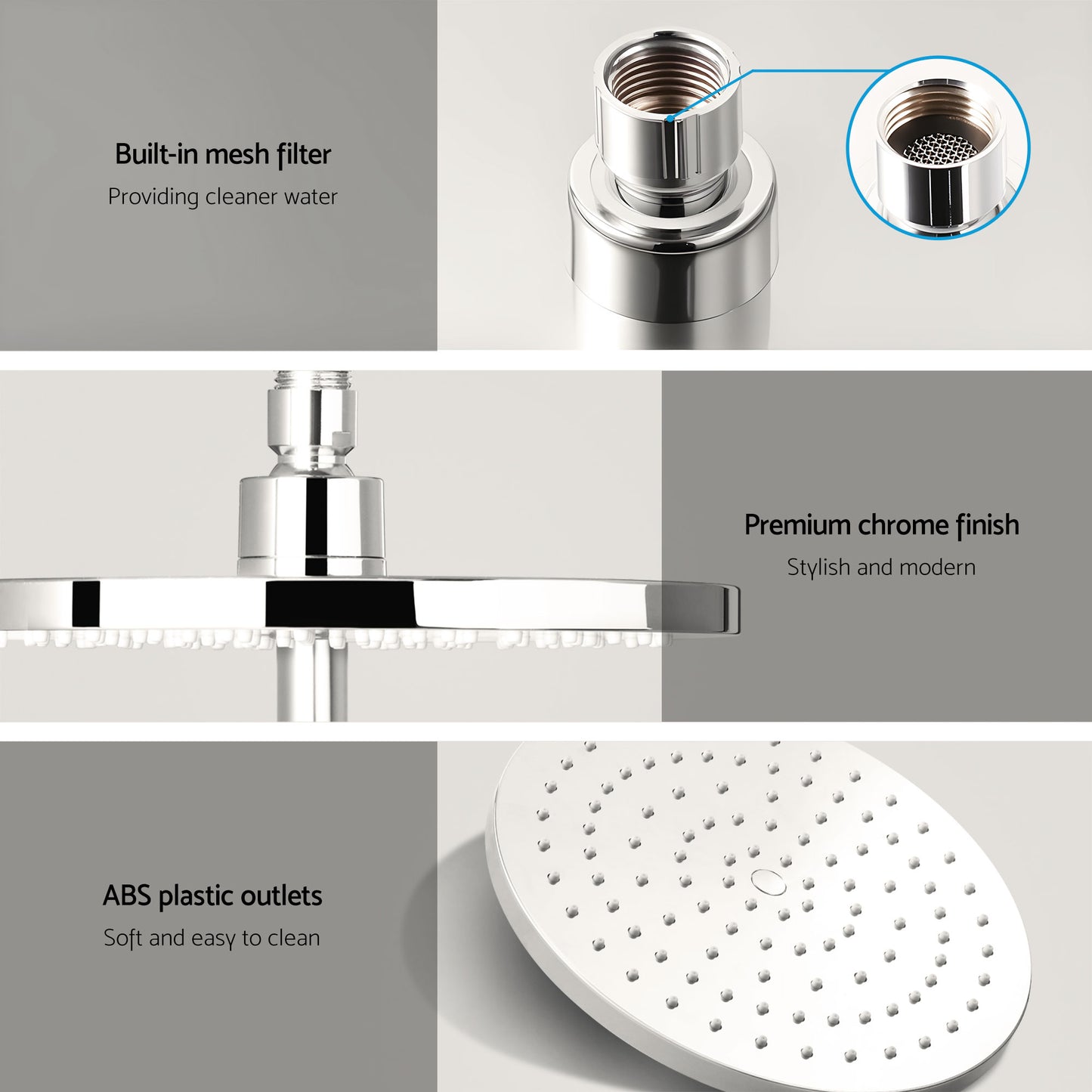 Rain Shower Head Set – 9" Chrome High Pressure with Handheld Twin Tap