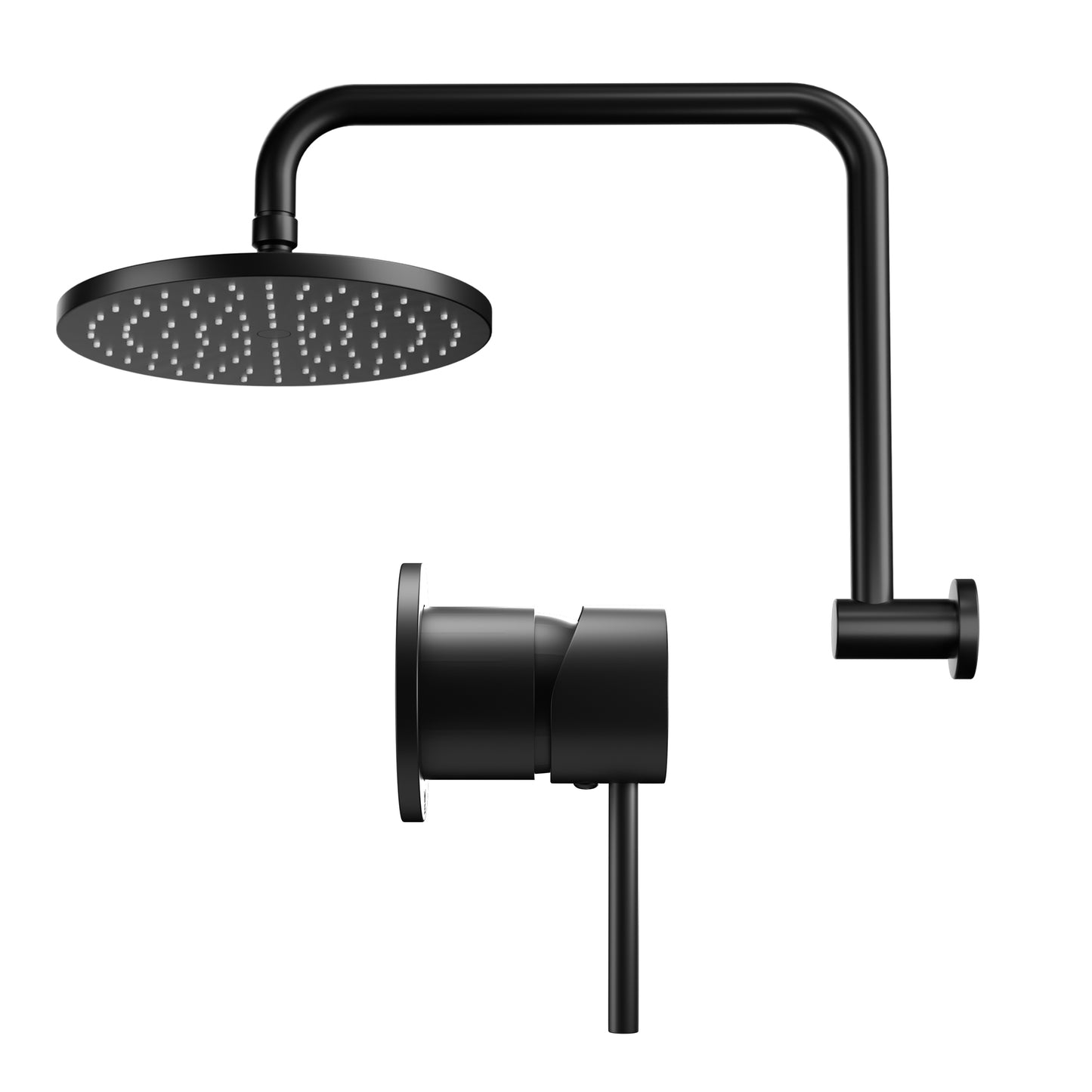 Rainfall Overhead Shower Head and Wall Mixer – 9" Matte Black Brass