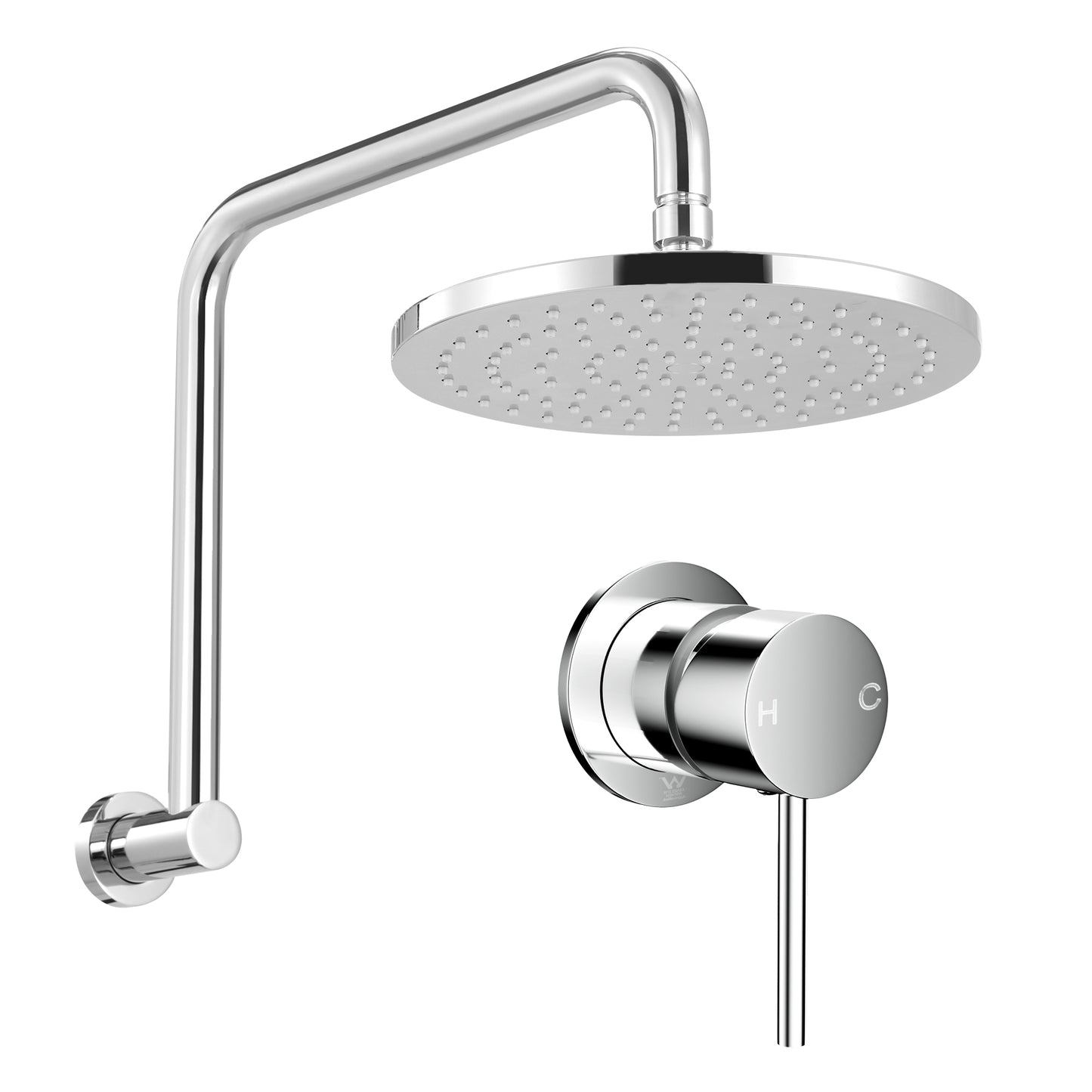 Rainfall Overhead Shower Head with Matte Black Wall Mixer – 8" Brass Design