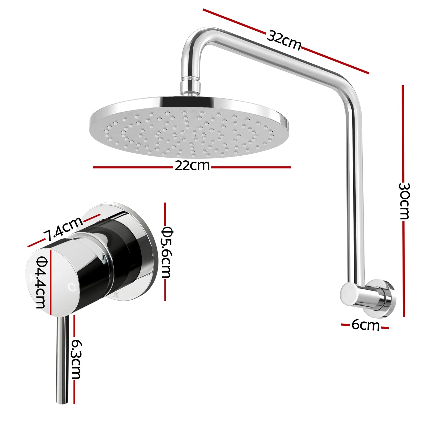 Rainfall Overhead Shower Head with Matte Black Wall Mixer – 8" Brass Design