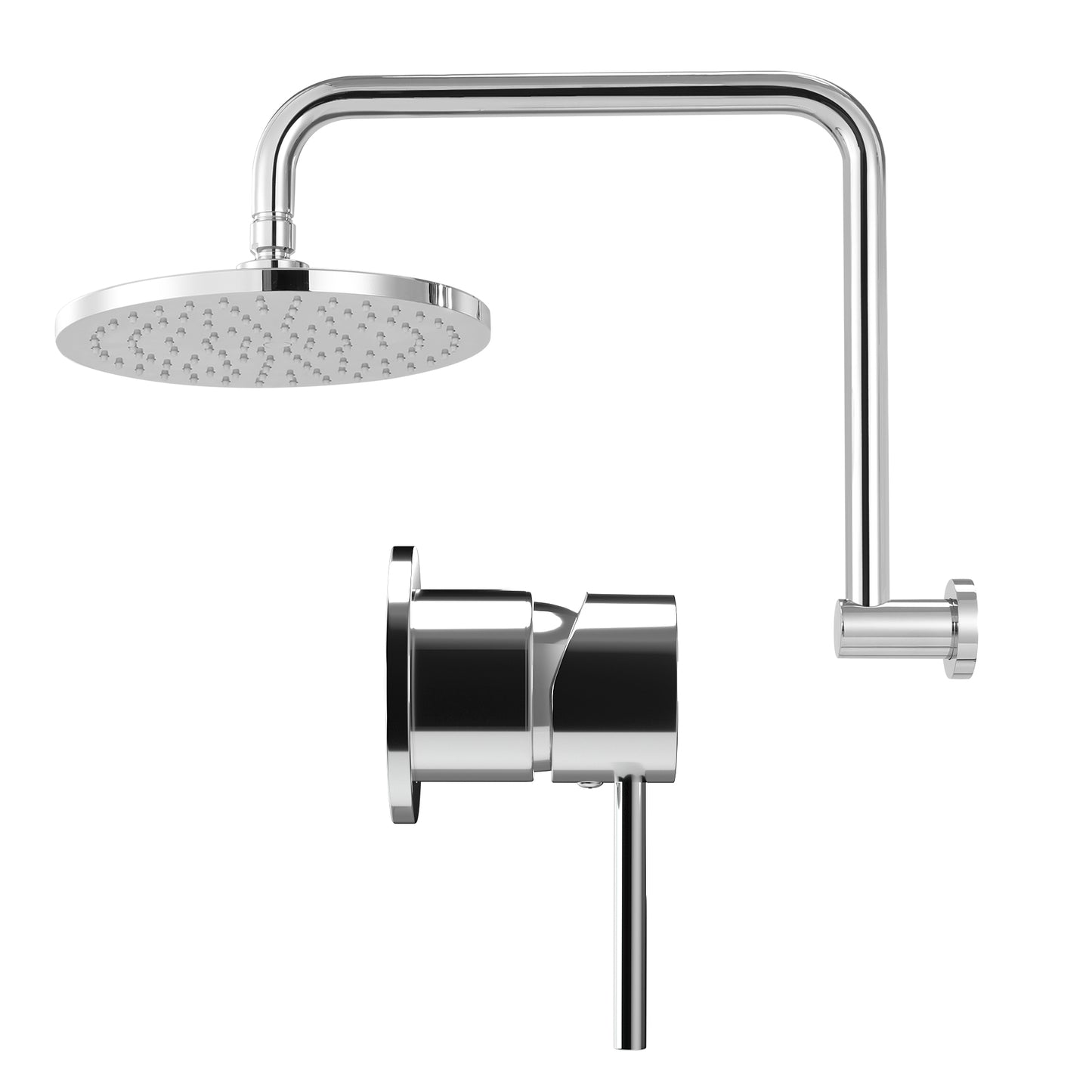 Rainfall Overhead Shower Head with Matte Black Wall Mixer – 8" Brass Design