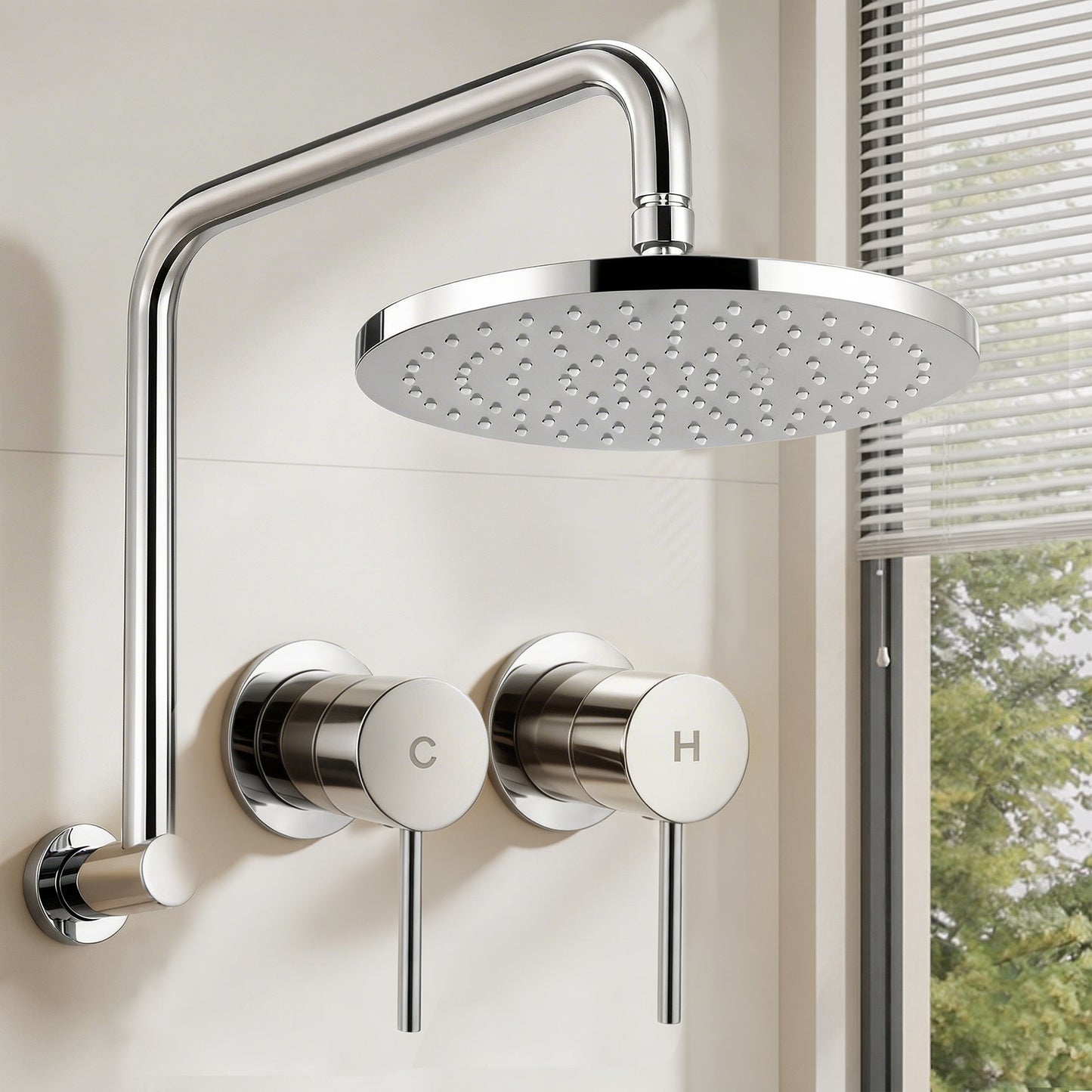 Rain Overhead Swivel Shower Head – 9" Silver Brass Design
